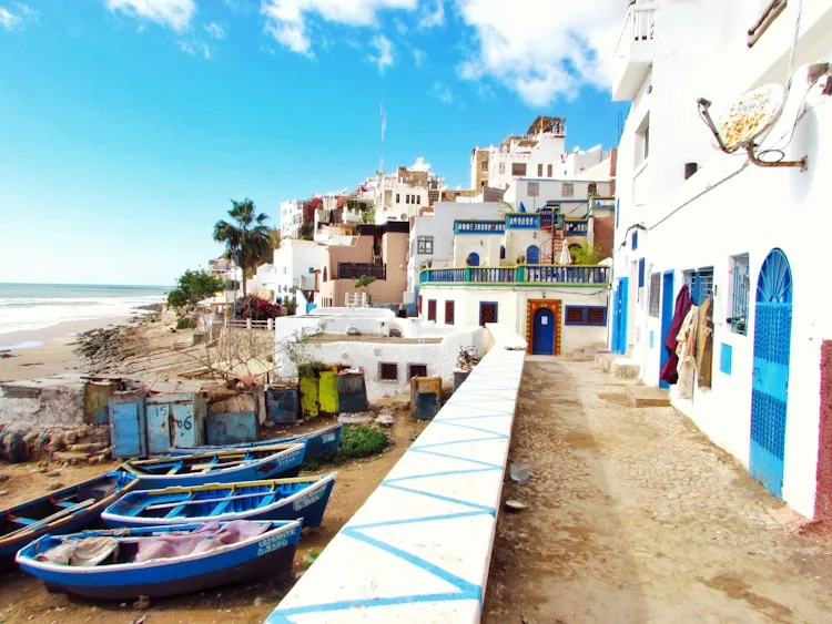 White and blue Moroccan Atlantic coastal town