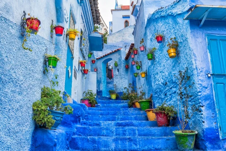 Blue streets in a Moroccan mountain medina
