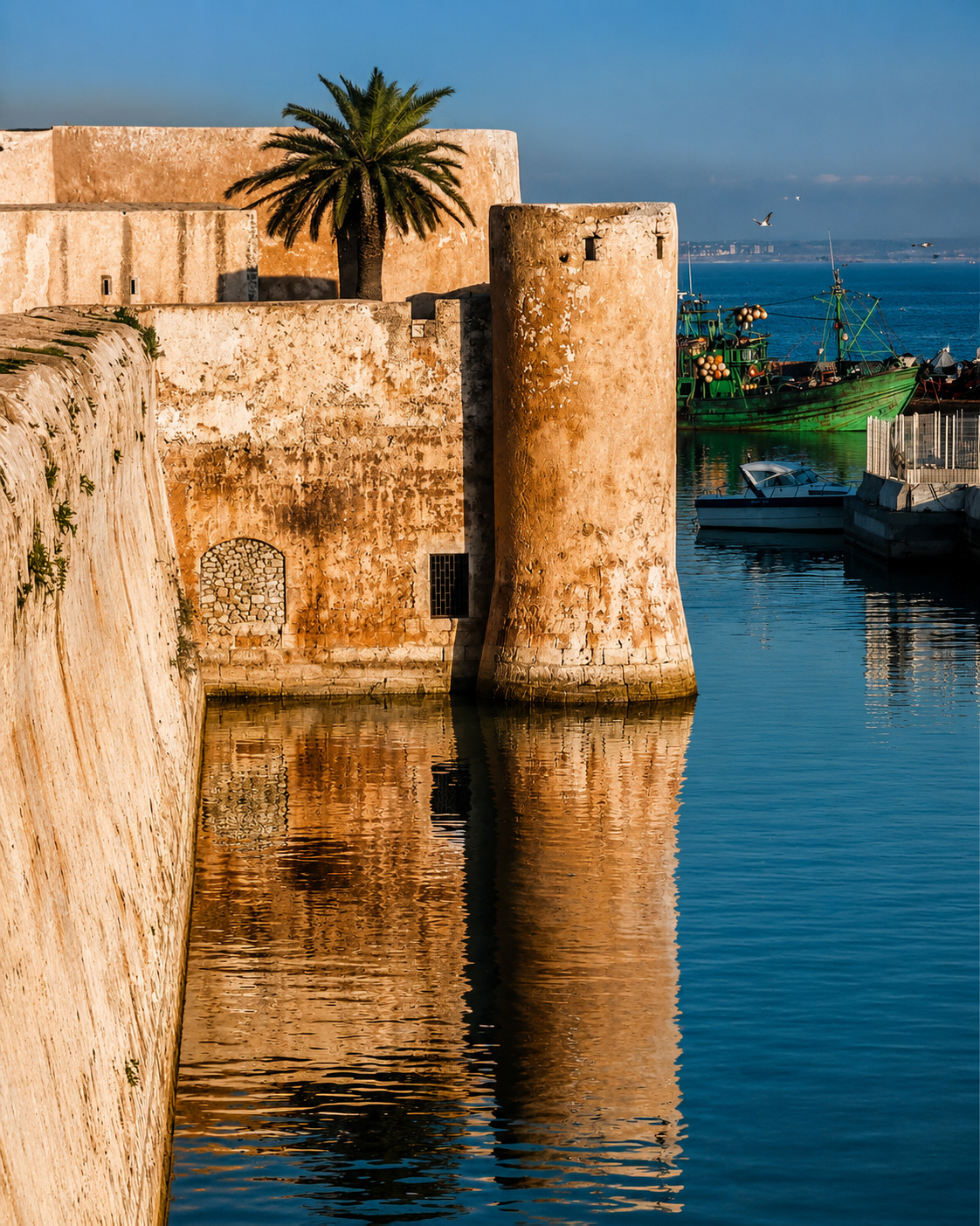 Sea-facing bastion and harbour wall in El Jadida