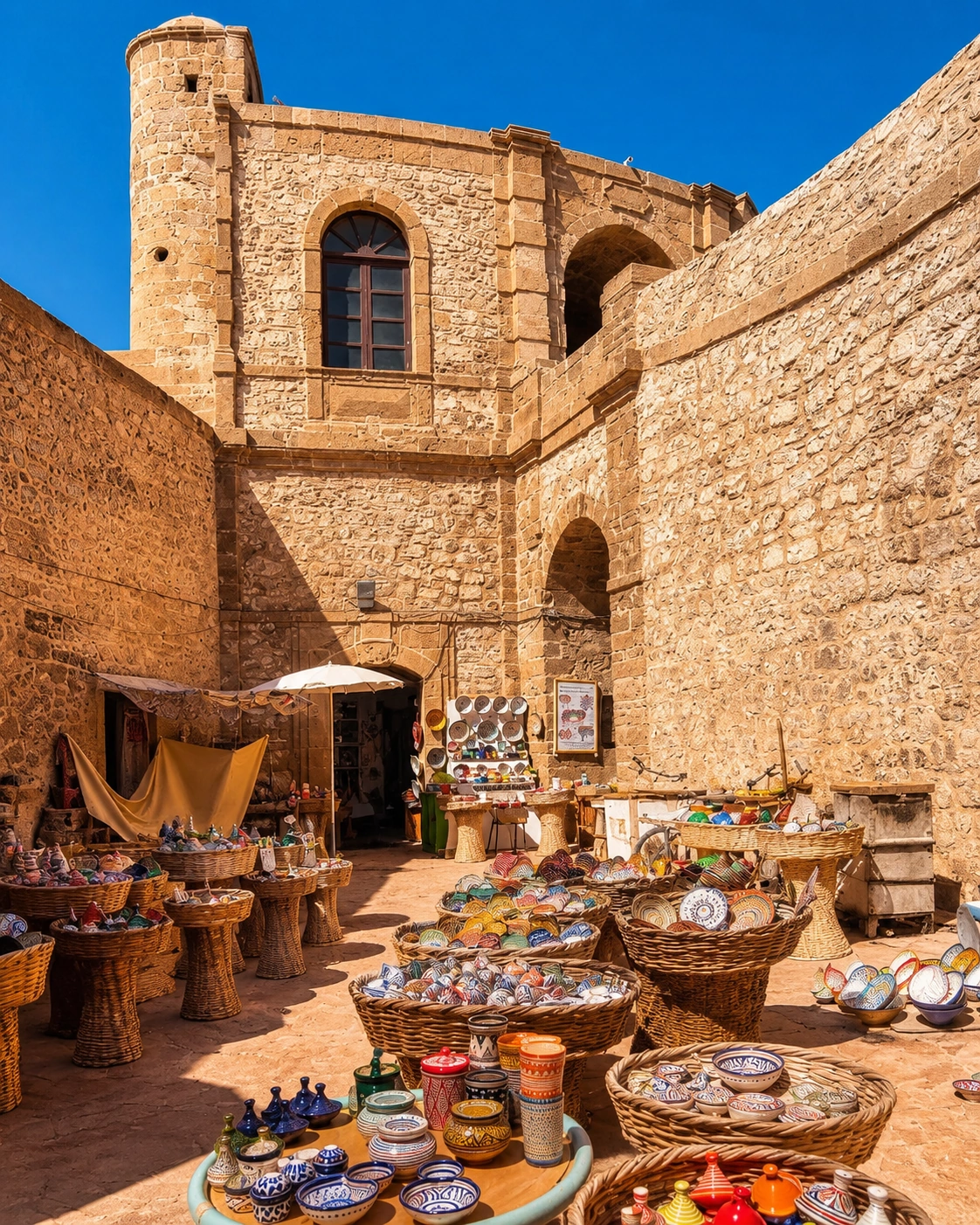 Craft and rural market atmosphere representing the argan countryside near Essaouira