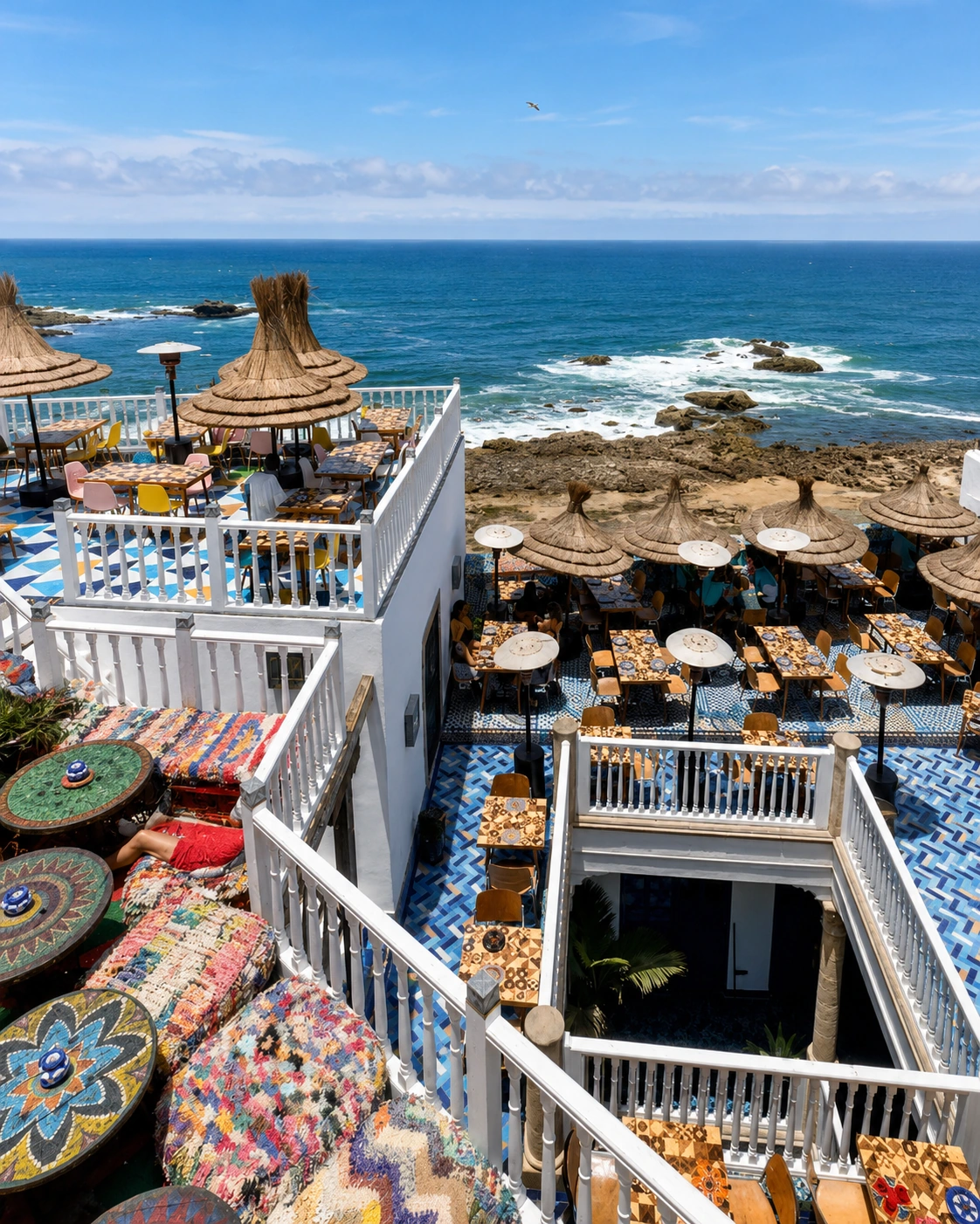 Coastal scene representing the Sidi Kaouki extension south of Essaouira