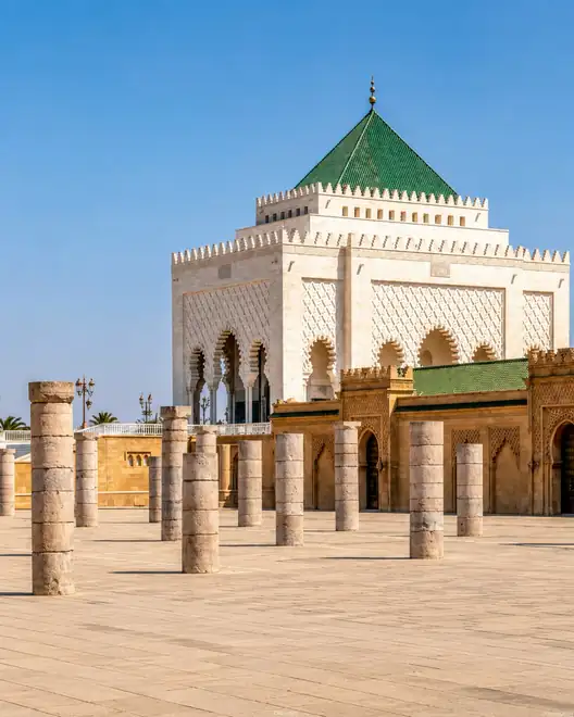 Mausoleum of Mohammed V beside the Hassan Tower esplanade