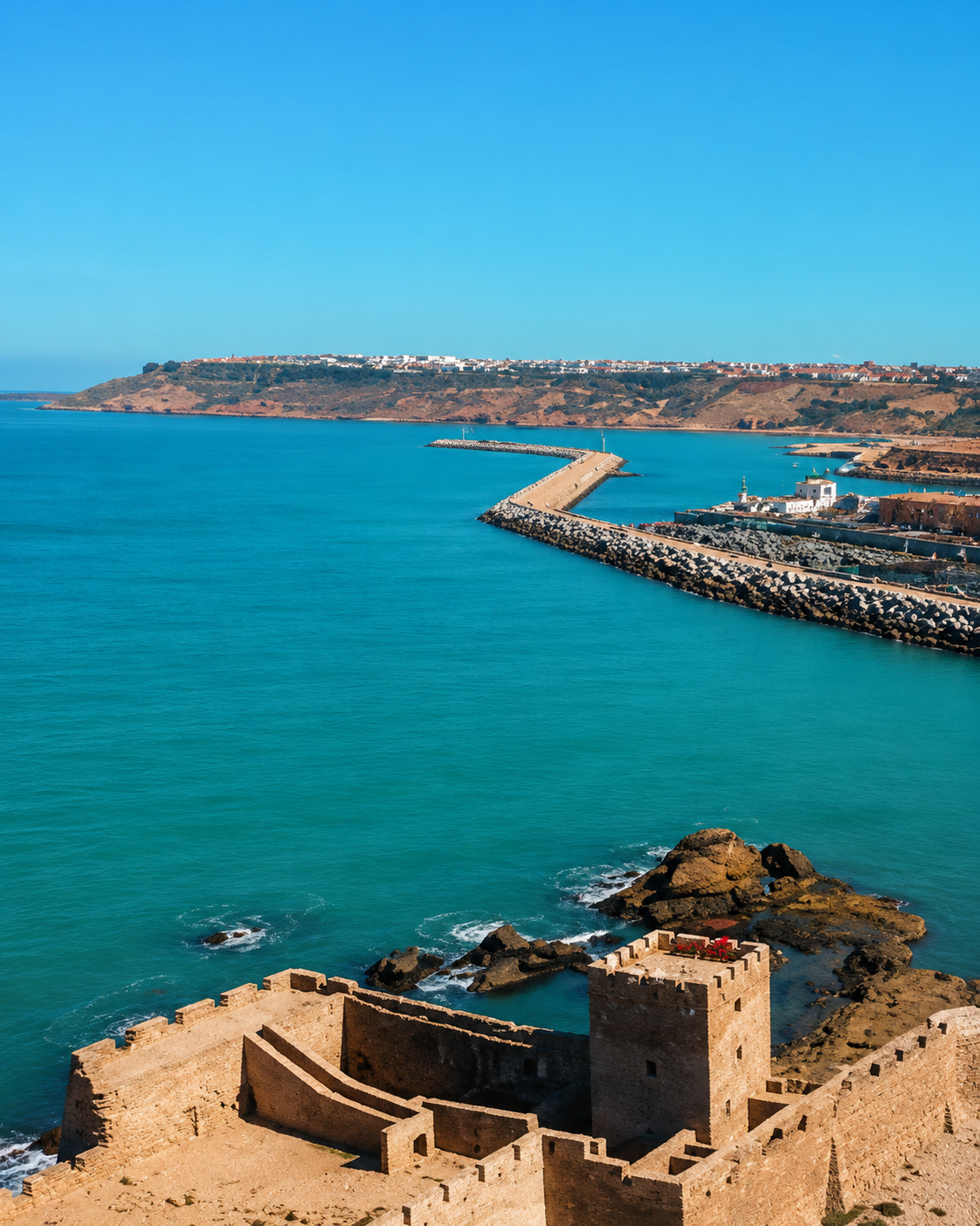 Harbour breakwater and Atlantic port edge in Safi