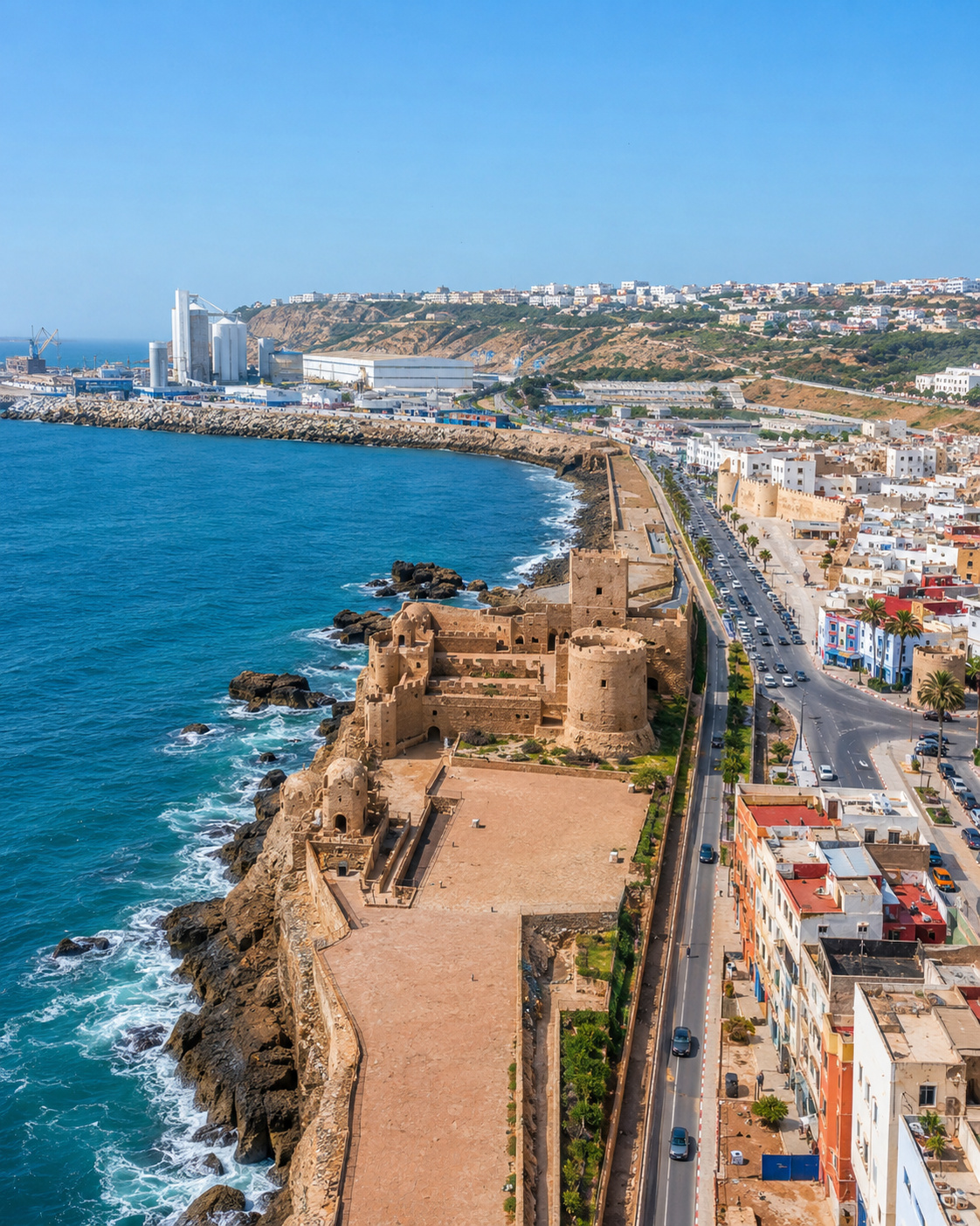 The coastal fortifications and seafront road in Safi