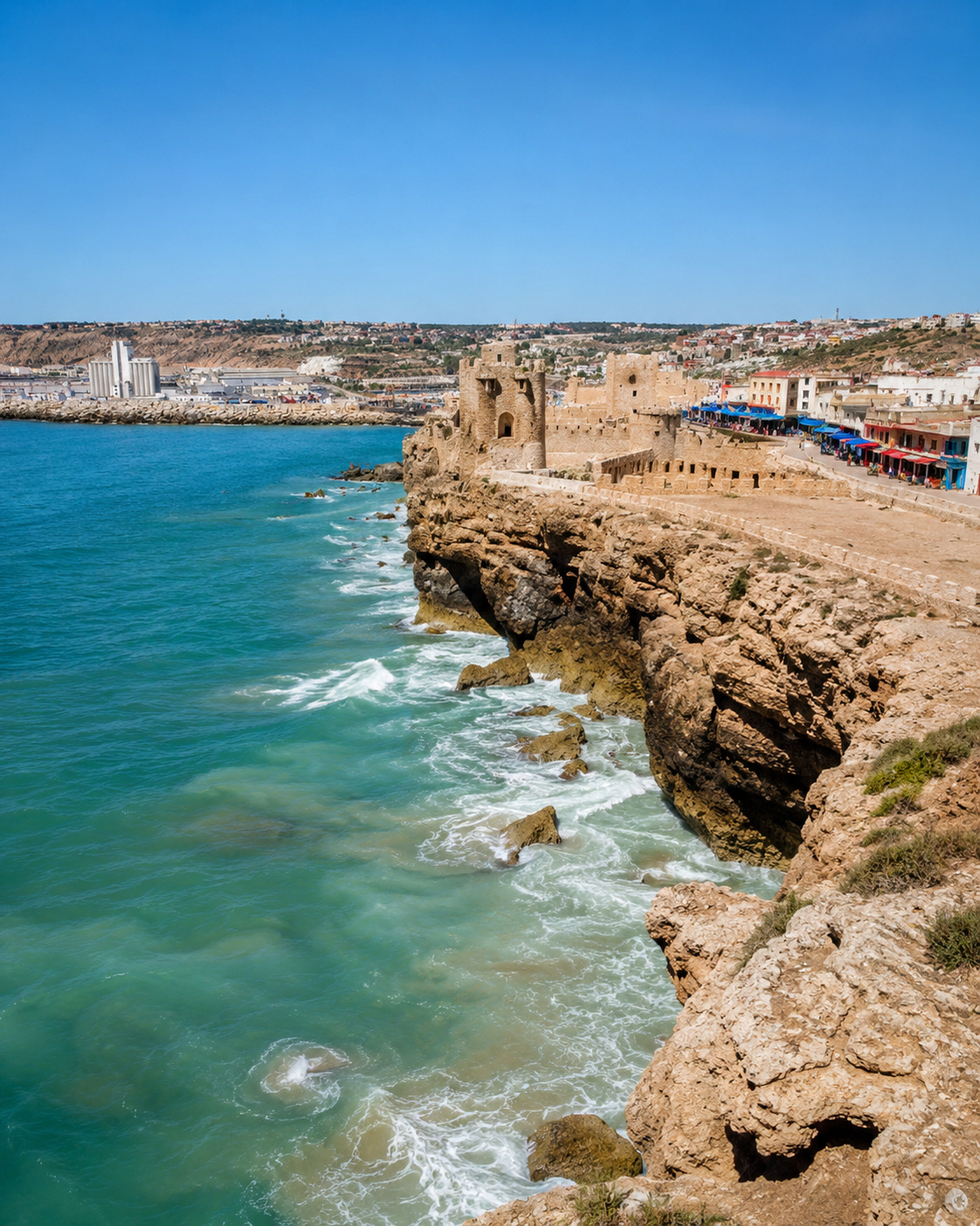 Ocean cliffs and Atlantic surf south of Safi