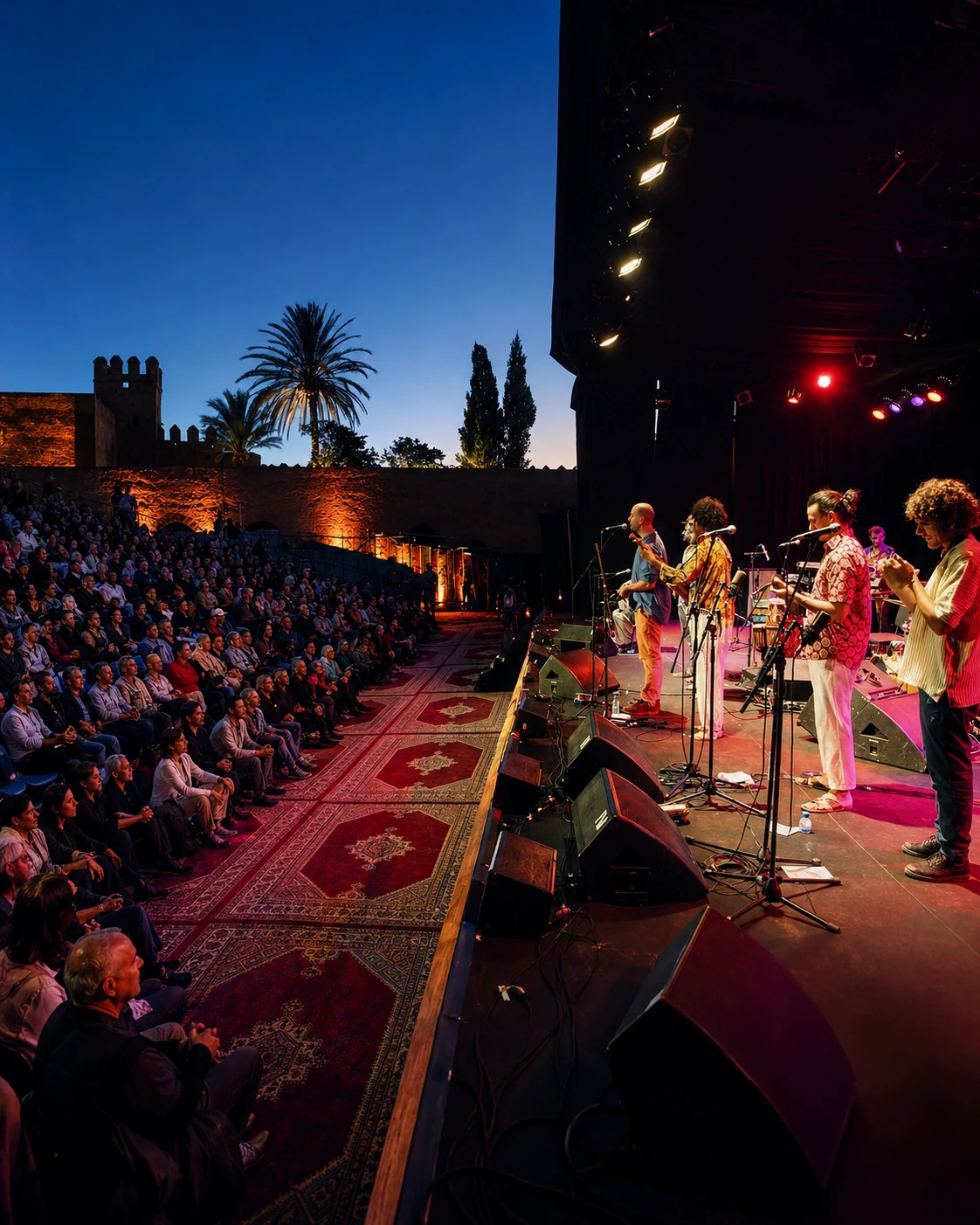 Evening concert and audience during a Moroccan cultural event