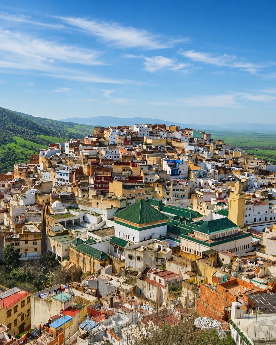 Moroccan hill town and shrine landscape