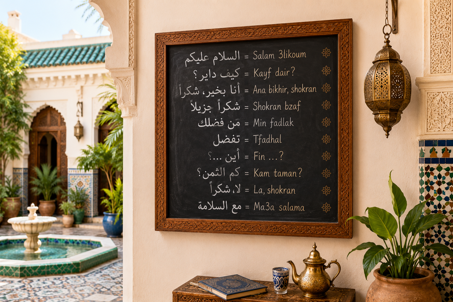 Darija basics chalkboard phrases