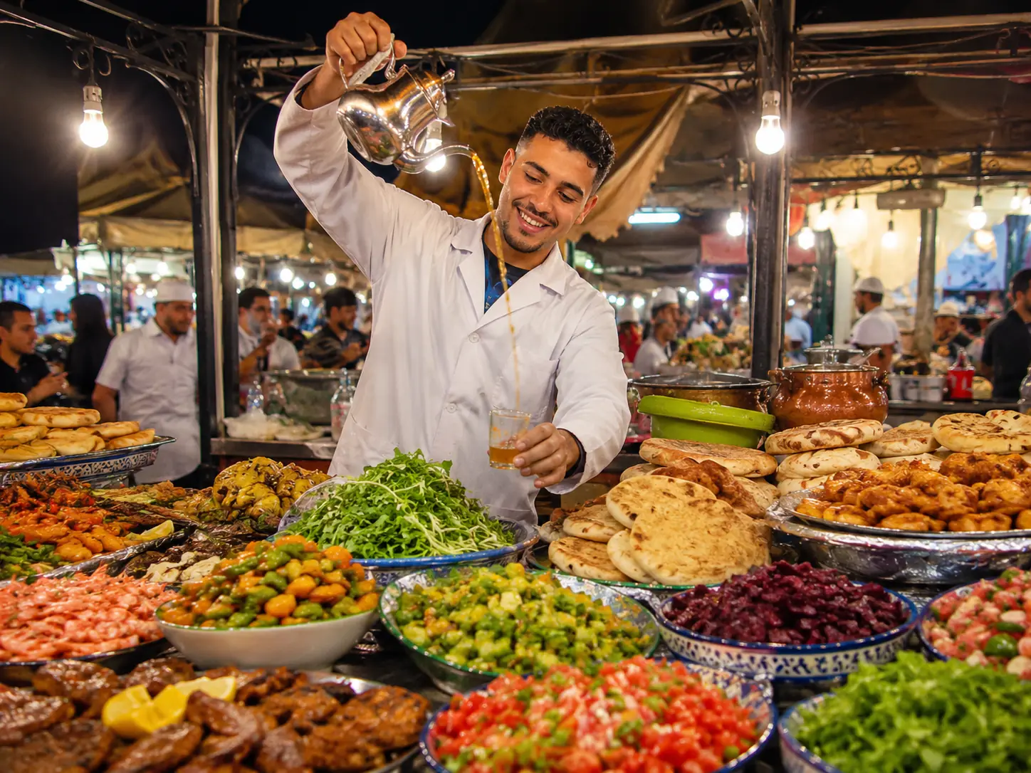 Moroccan tea and food market culture