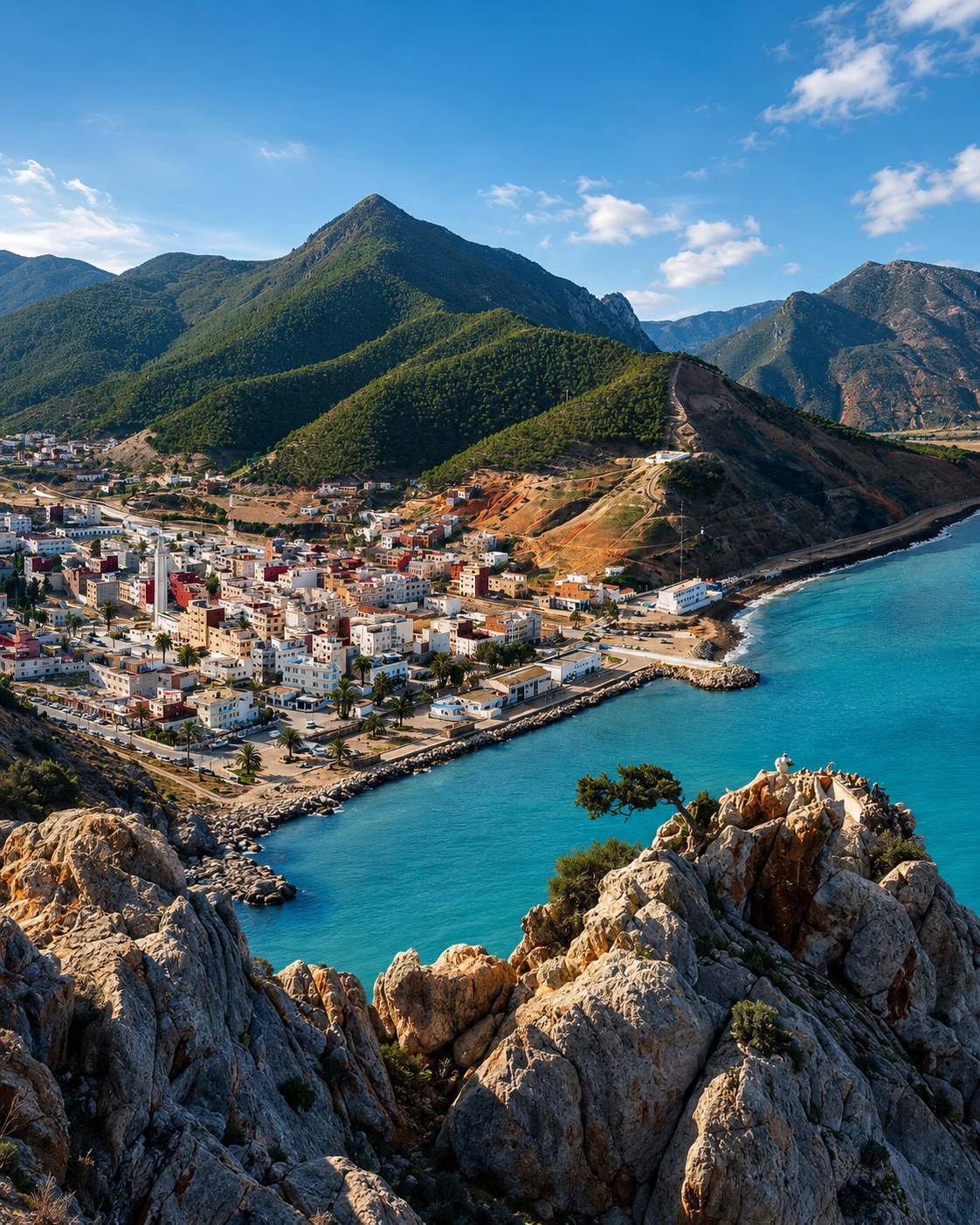 Rif cliffs and bays visual language image