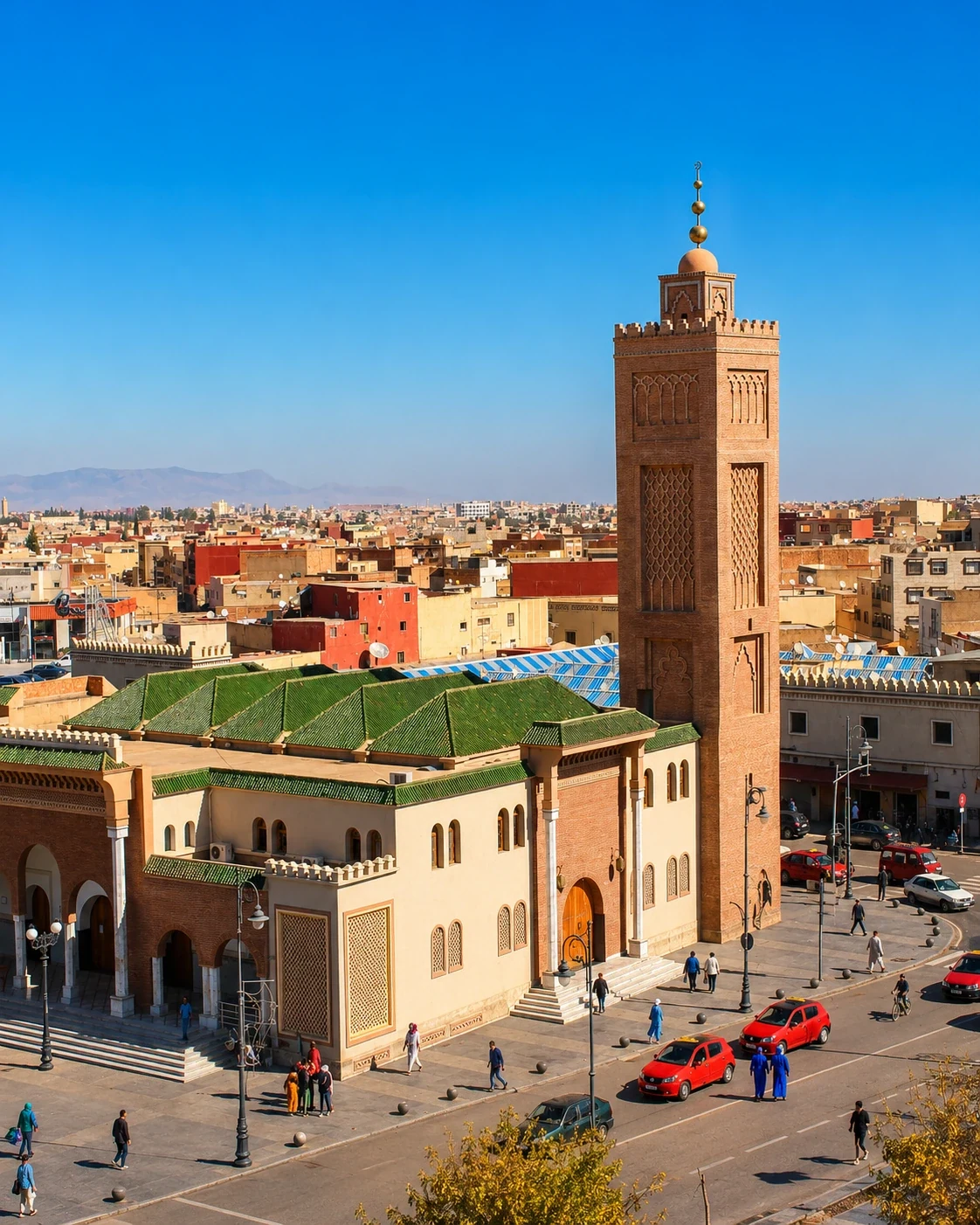 Oujda city roofscape and minaret from the existing city guide
