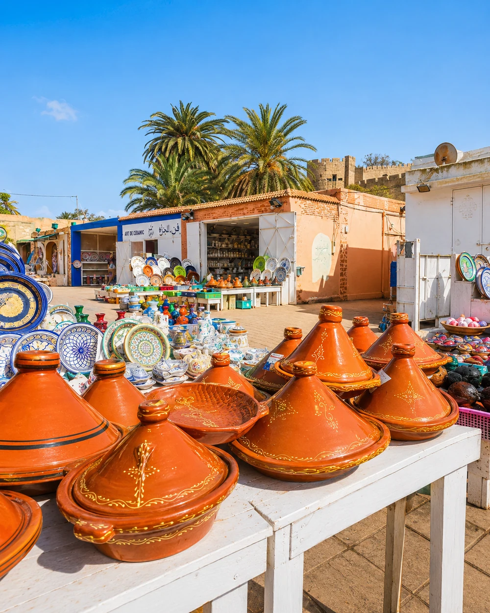 Painted tagines and pottery in Safi’s ceramics quarter