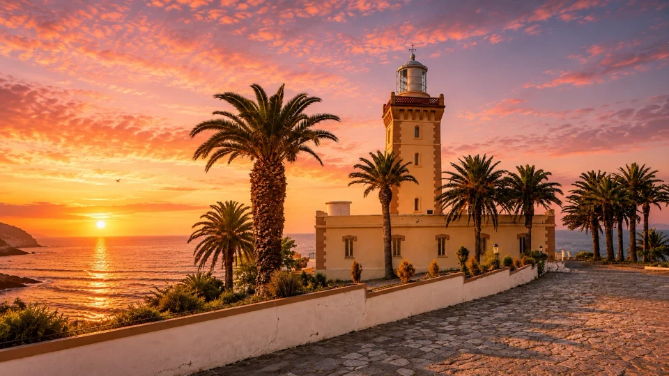 Cap Spartel lighthouse at sunset on Tangier’s Atlantic edge