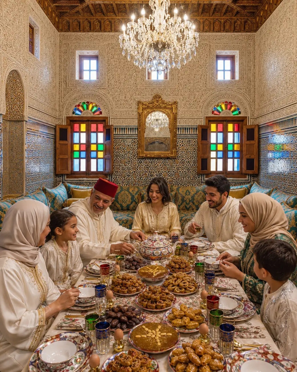 Food culture | Shared Moroccan table | ExoticMorocco Food culture — a shared Moroccan table is also a map of people, place and time, with family gathered around the table — ExoticMorocco