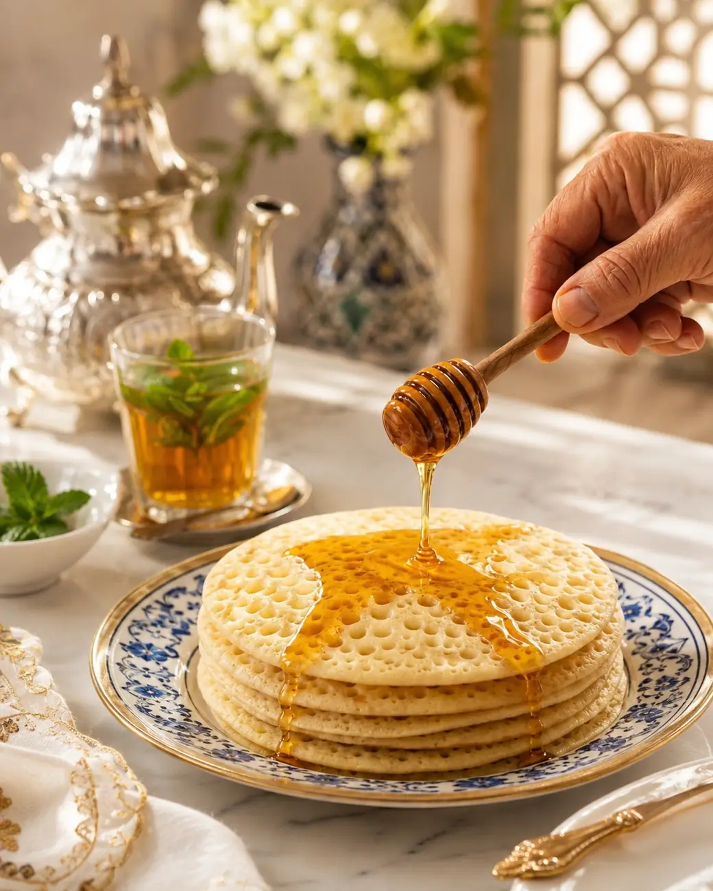 Moroccan baghrir pancakes with honey — ExoticMorocco Moroccan baghrir pancakes with honey — ExoticMorocco