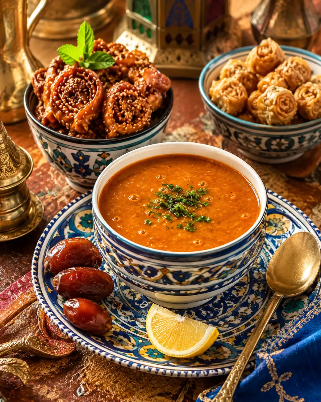 Moroccan harira soup with dates and sweets — ExoticMorocco Moroccan harira soup with dates and sweets — ExoticMorocco