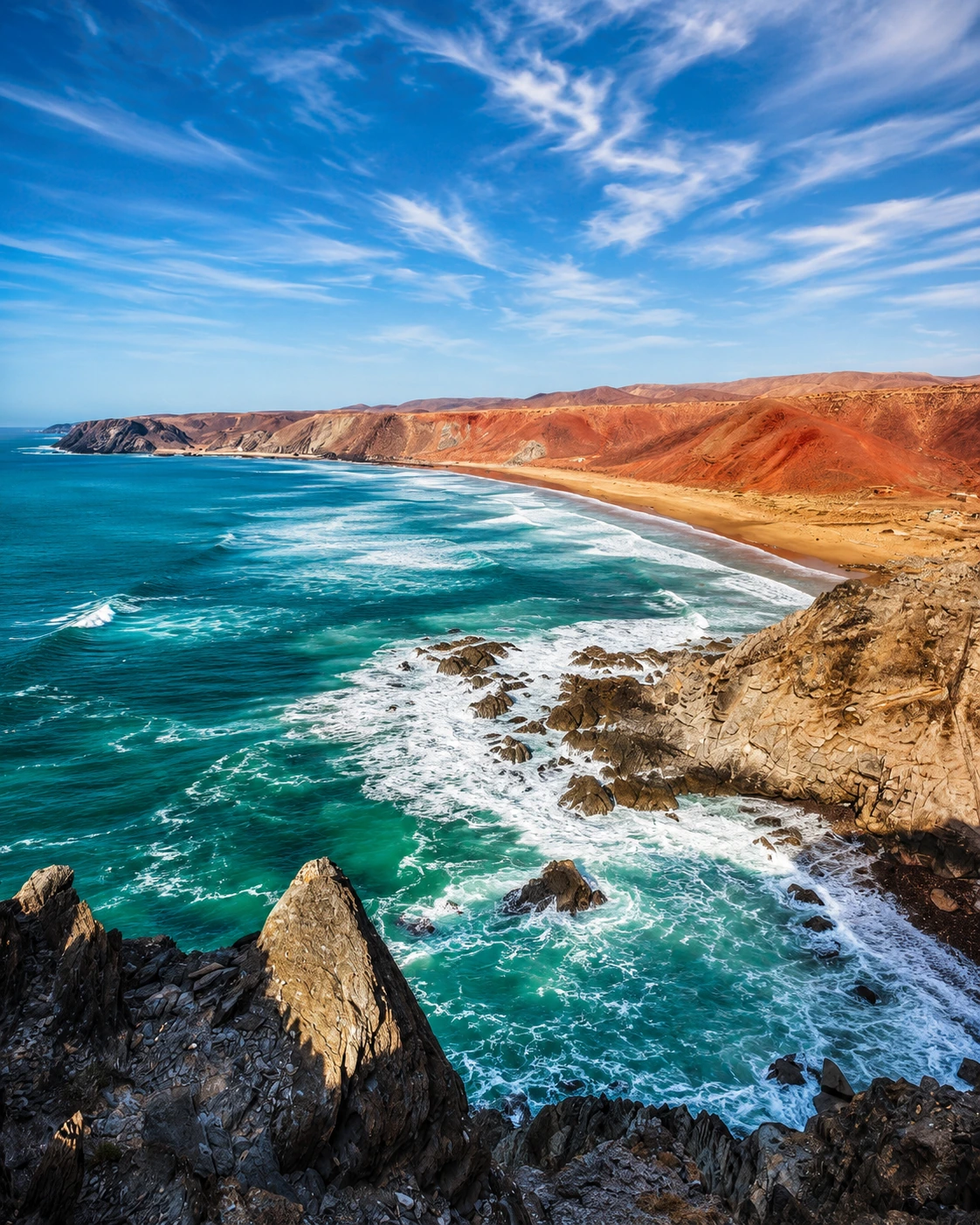 Souss-Massa river and Atlantic coastal landscape in southern Morocco