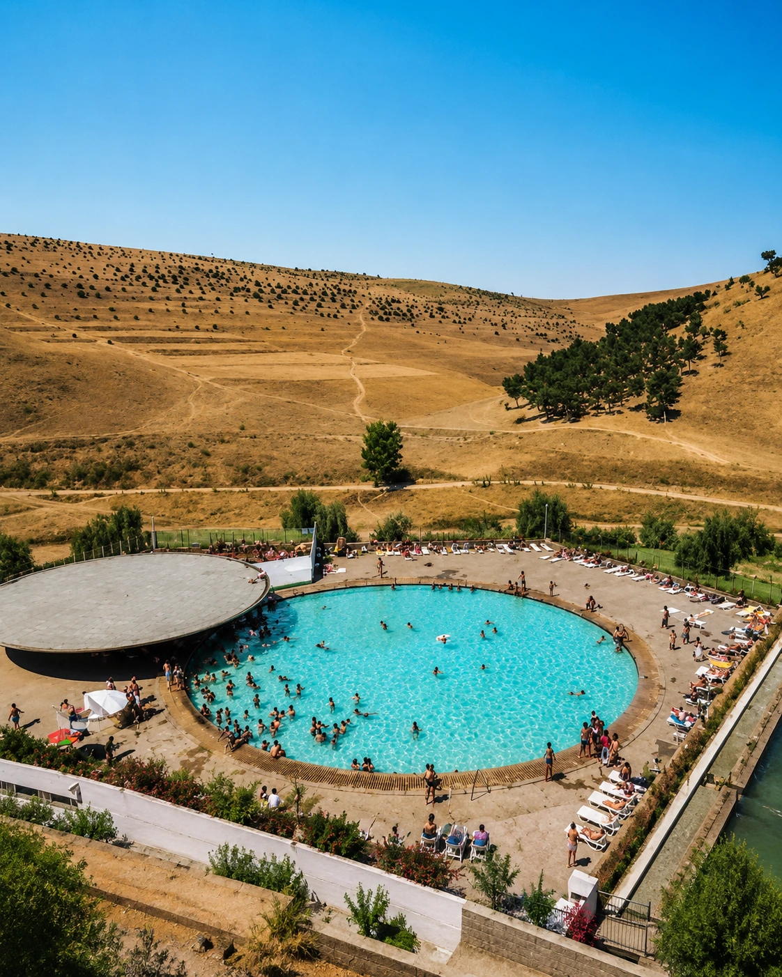 Sidi Harazem springs and thermal pool landscape