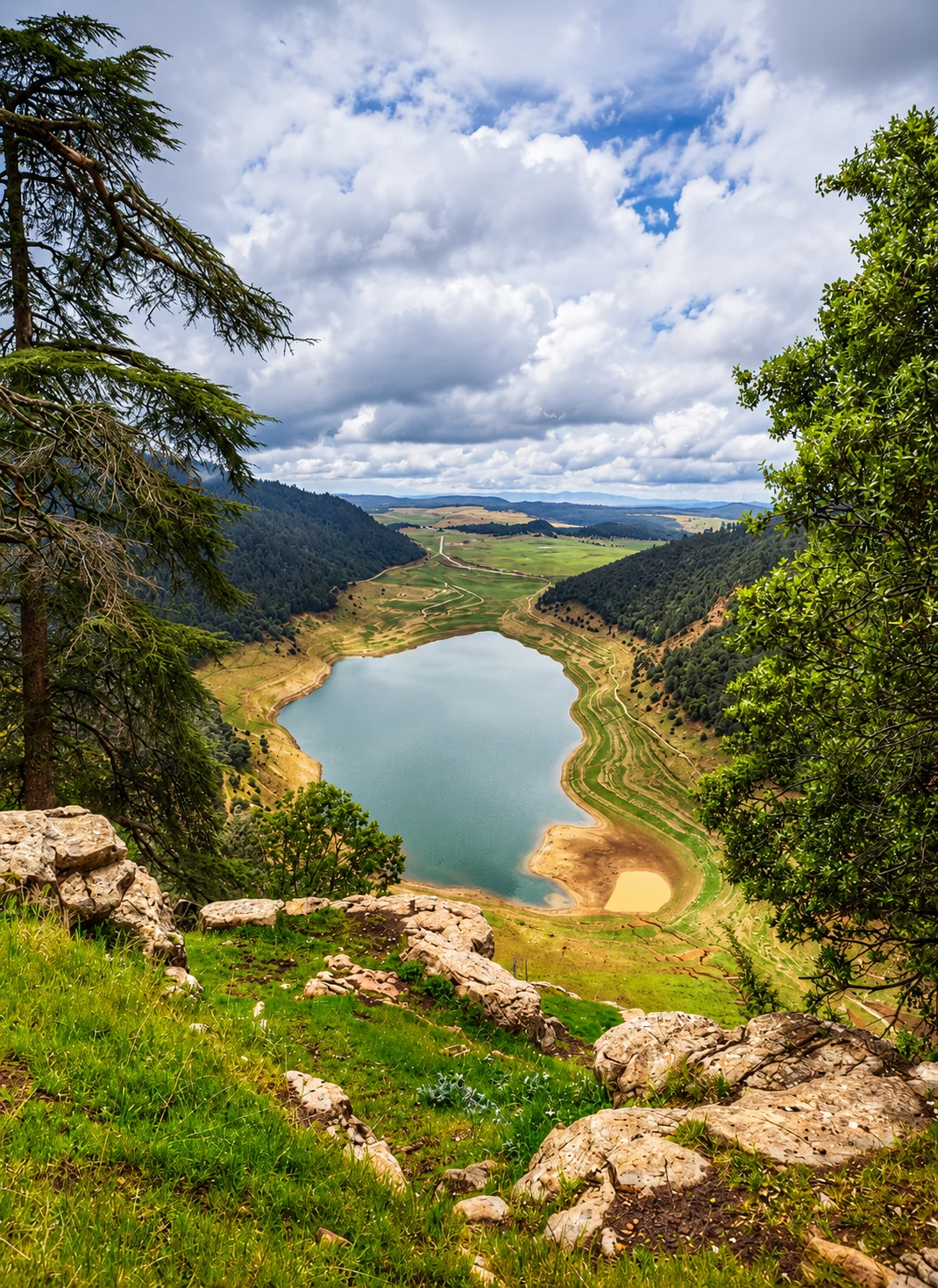 Khenifra National Park highland lake and forested Middle Atlas landscape in Morocco