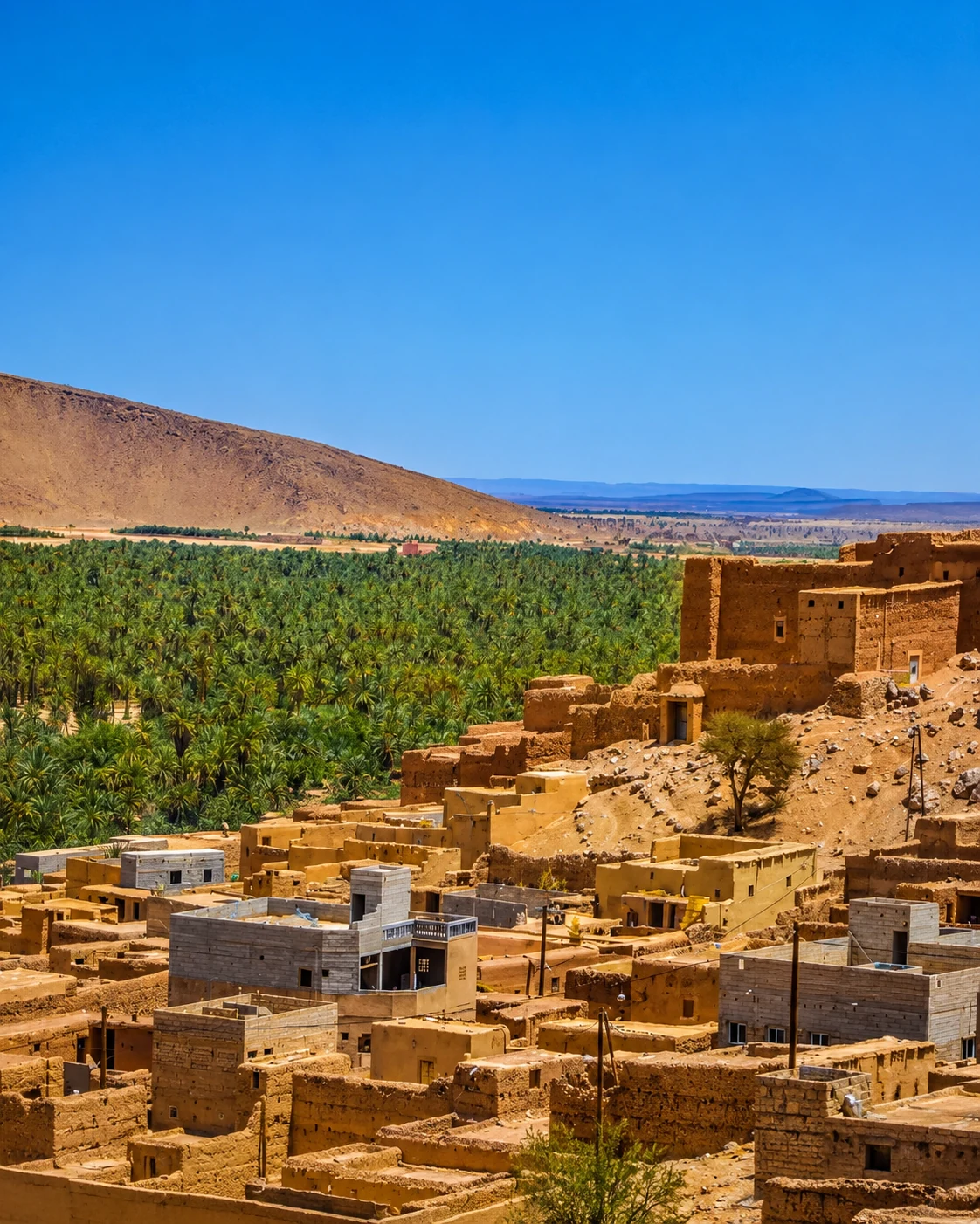 Akka Oasis and Saharan village landscape in southern Morocco