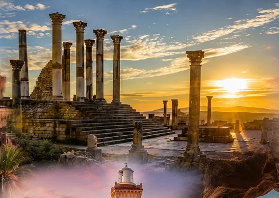 Volubilis Roman ruins near Moulay Idriss Zerhoun in Morocco