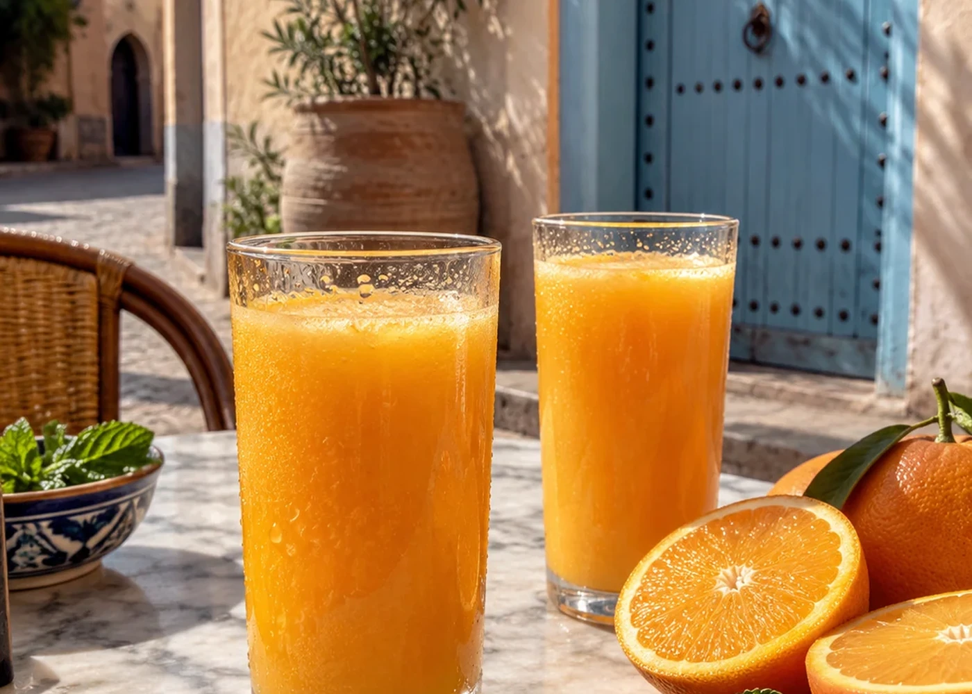 Two glasses of orange juice