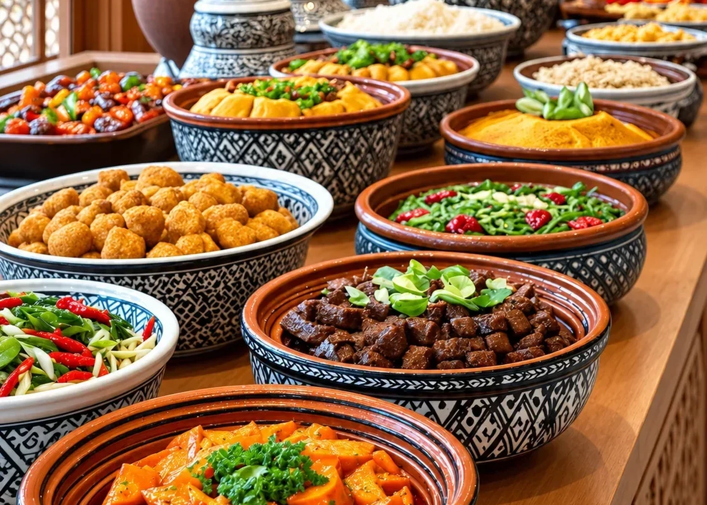 A selection of prepared dishes