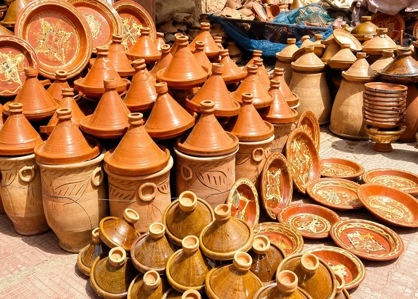 Pottery displayed at a shop