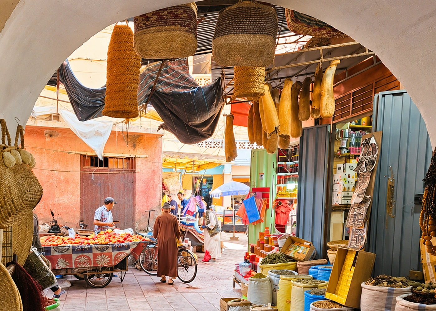 A covered market passage