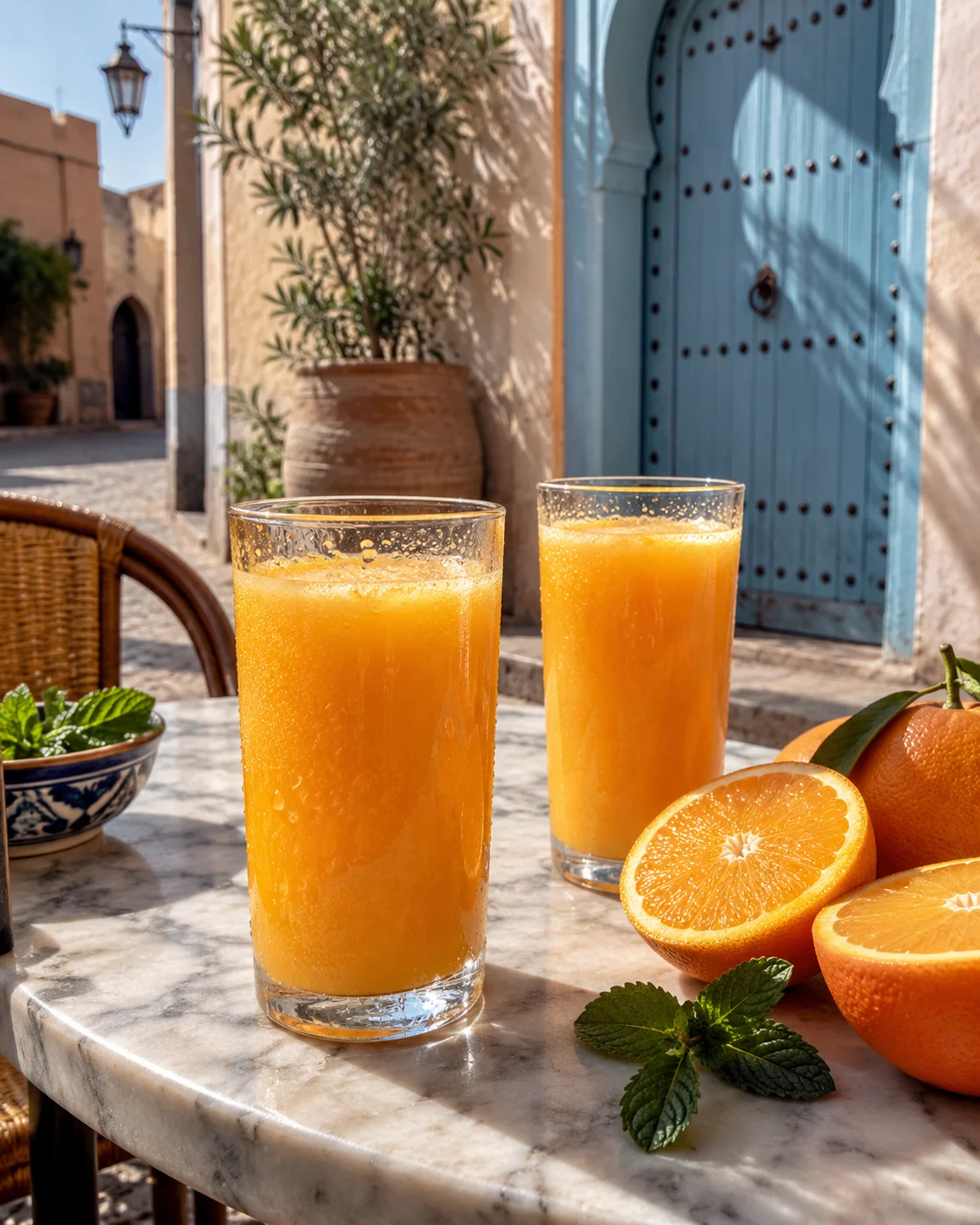 Fresh orange juice in a Moroccan café