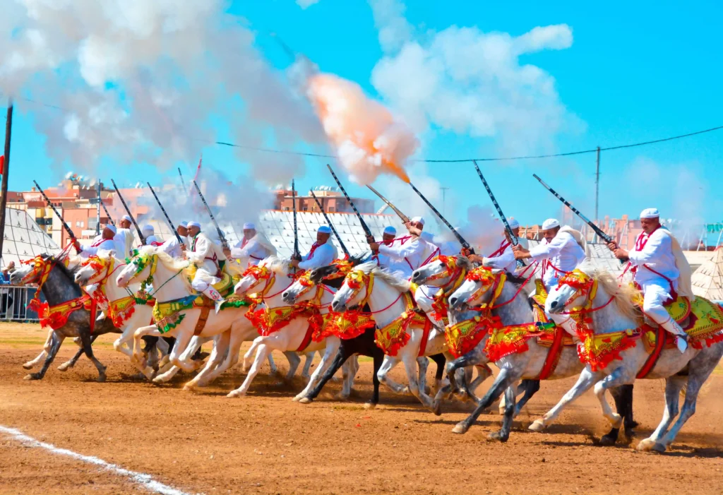 Fantasia riders during a Moroccan moussem