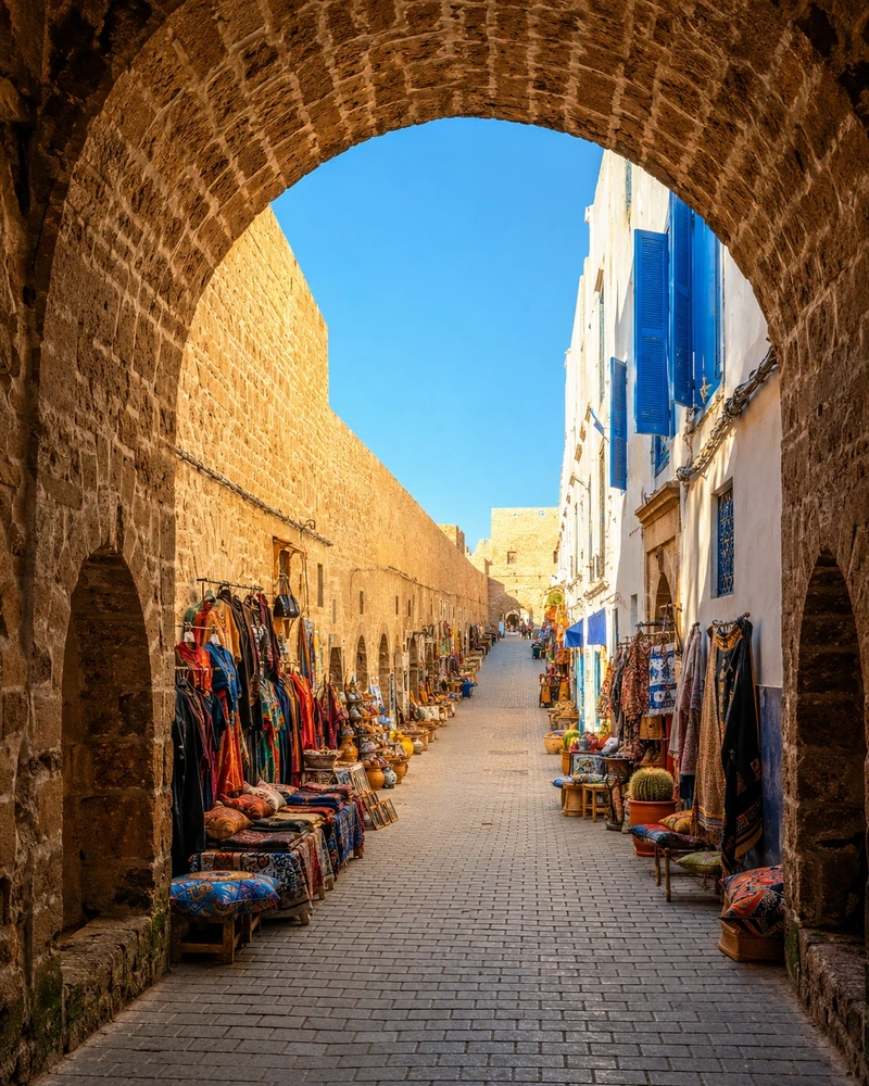 An arched passage through the Essaouira medina
