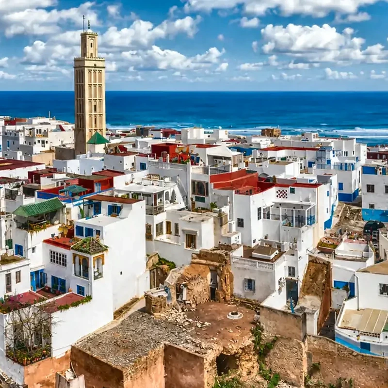 The medina and Atlantic coastline of Rabat.