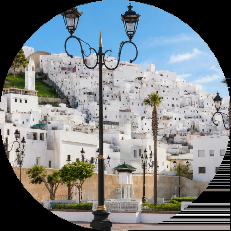 White hillside medina buildings in Tétouan.