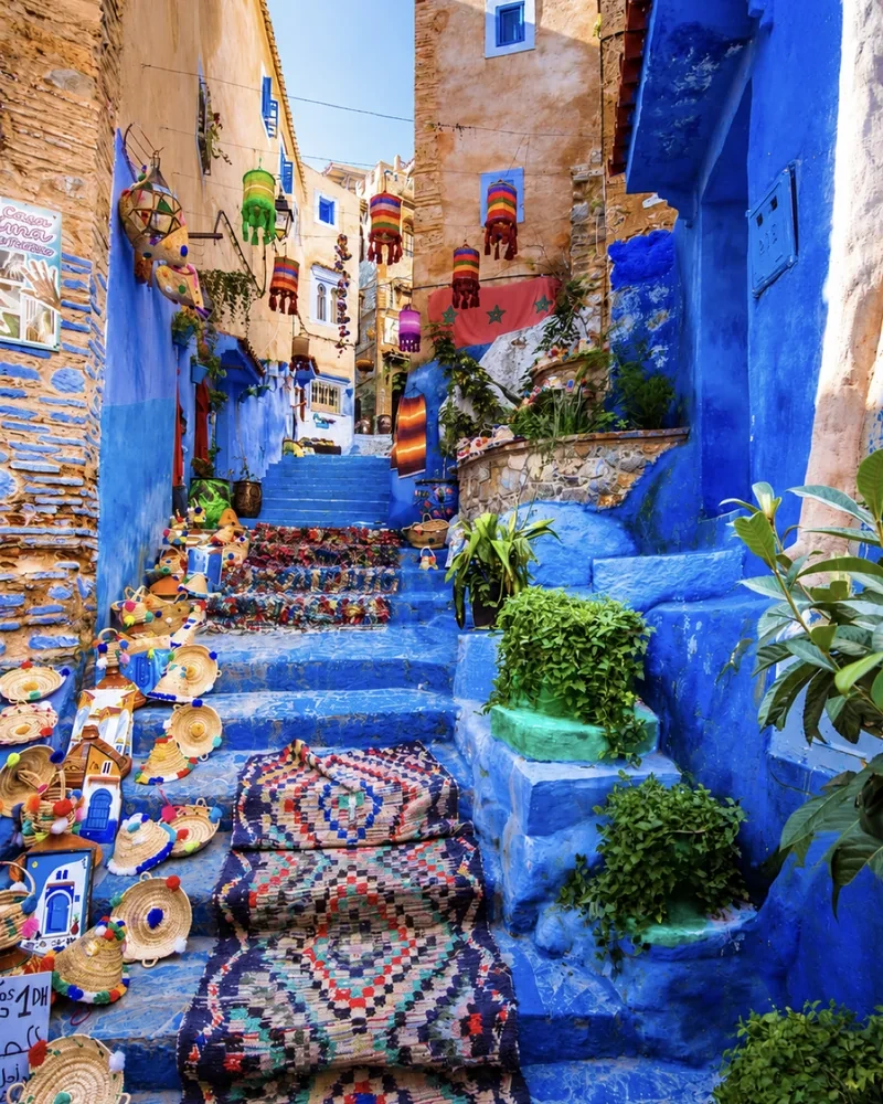 Chefchaouen blue medina stairs