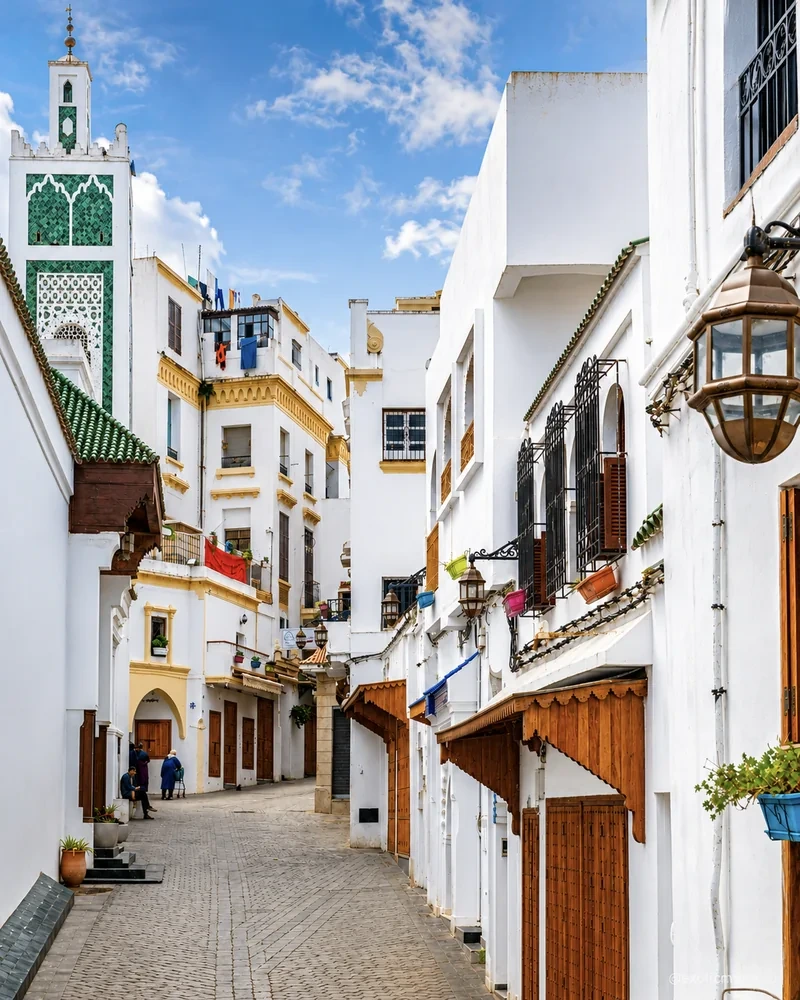 Tangier white medina street