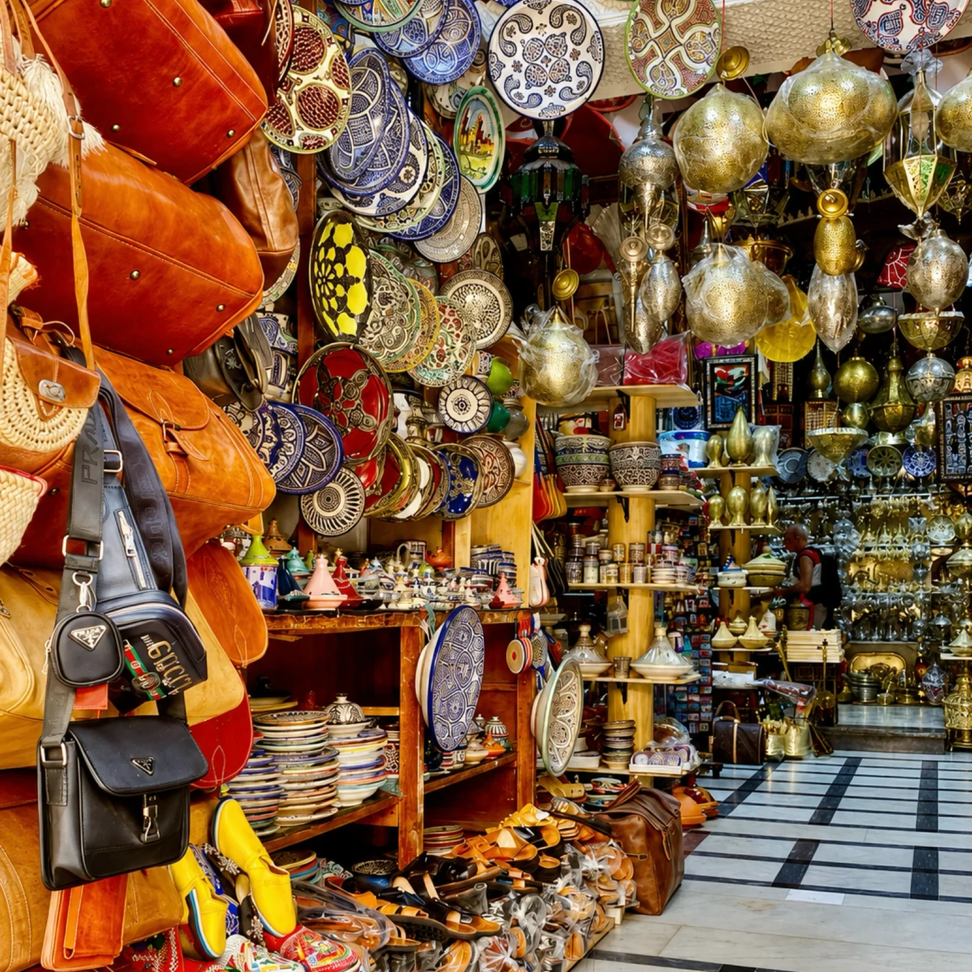 Moroccan craft ceramics and guide-shop visual detail