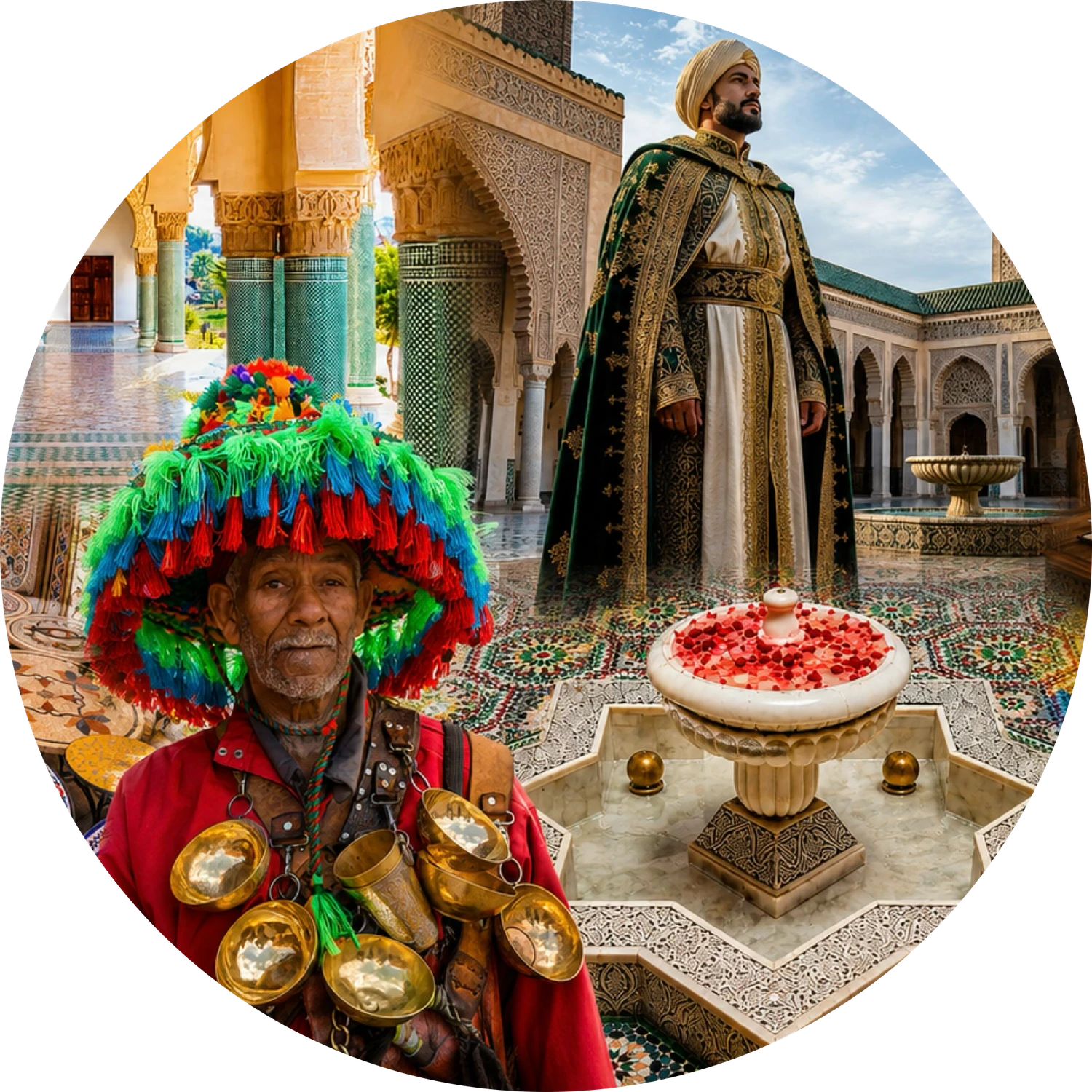 Moroccan cultural themes with architecture craft and living heritage