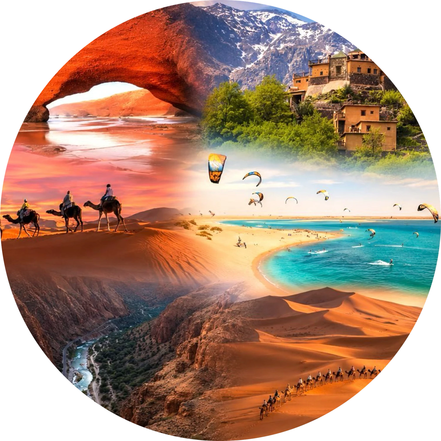 Morocco travel landscapes from coast and mountains to desert