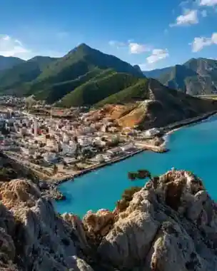 Rif cliffs and bays visual language image