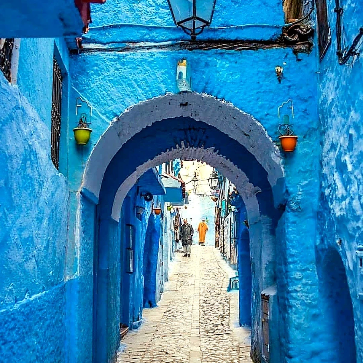 Blue arched medina lane in Chefchaouen