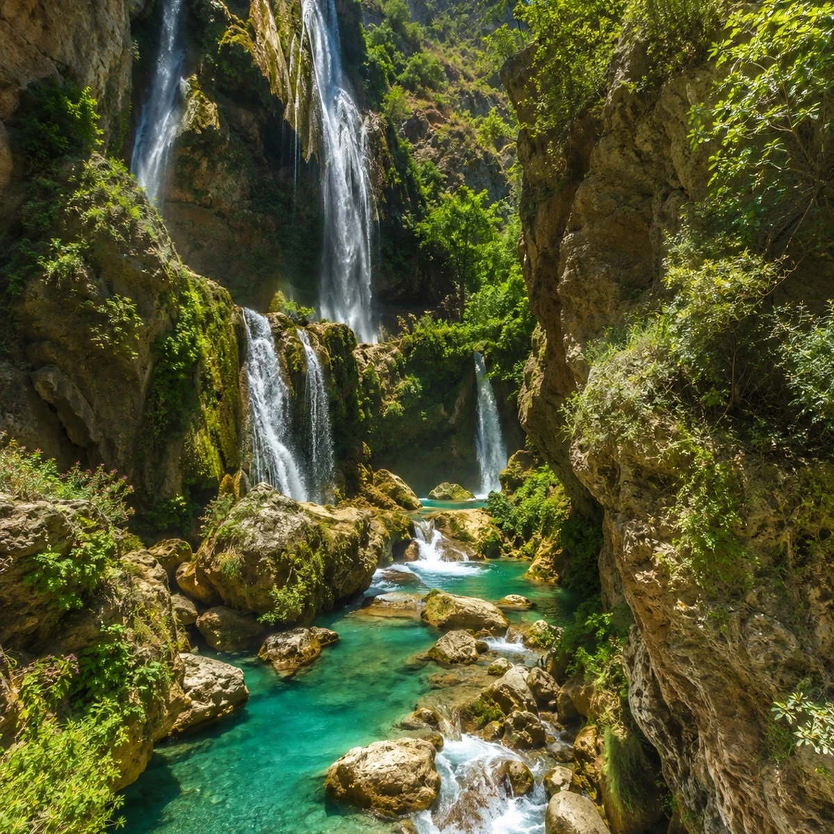 Waterfall and Rif landscape near Chefchaouen