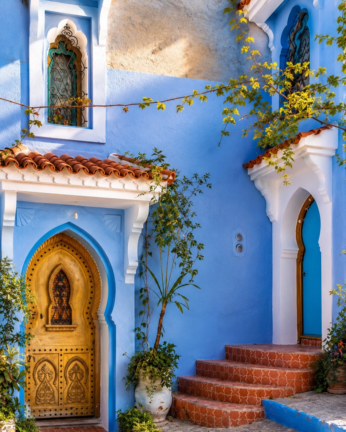 Blue and yellow doorway in Chefchaouen