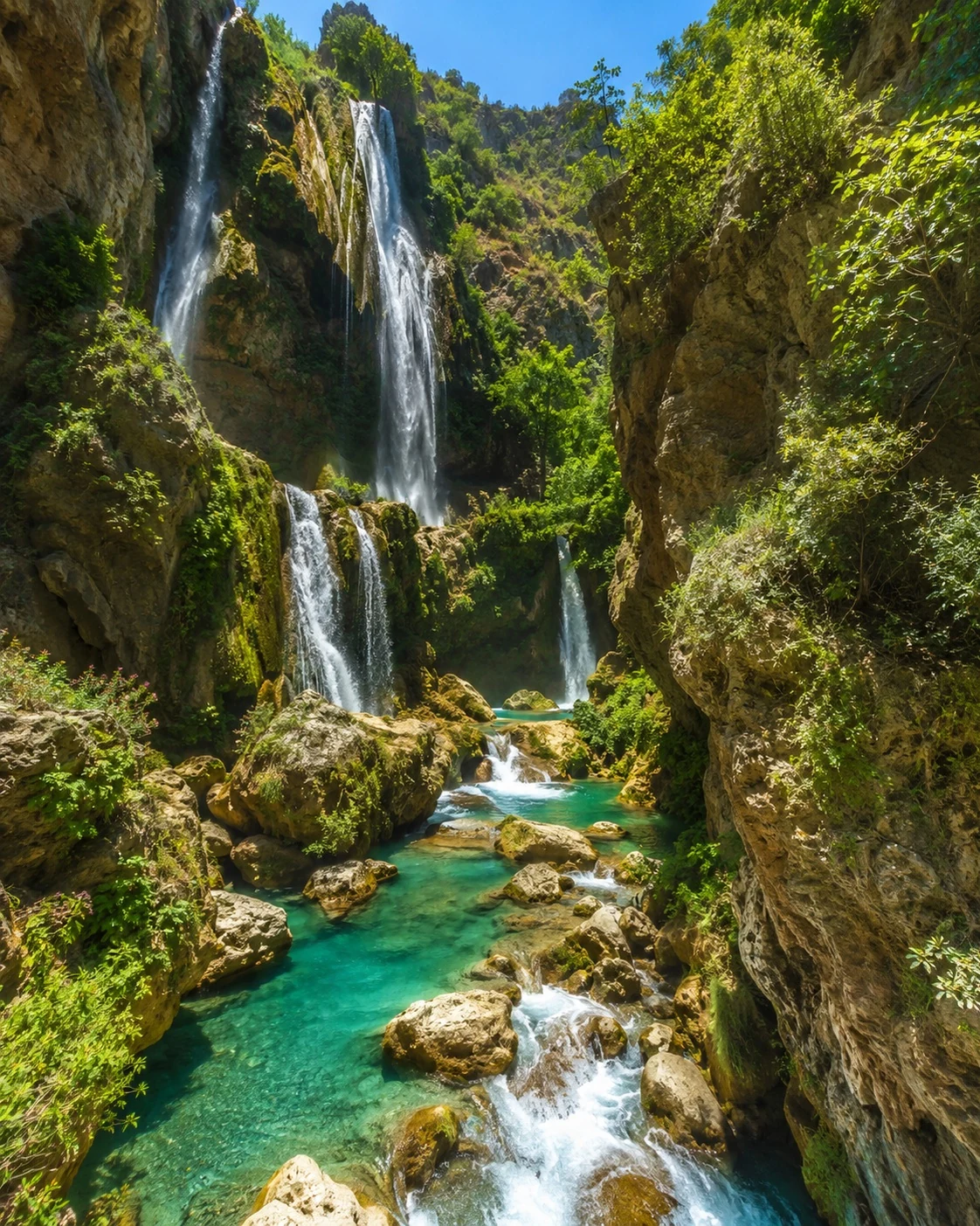 Akchour waterfall in the Rif Mountains near Chefchaouen