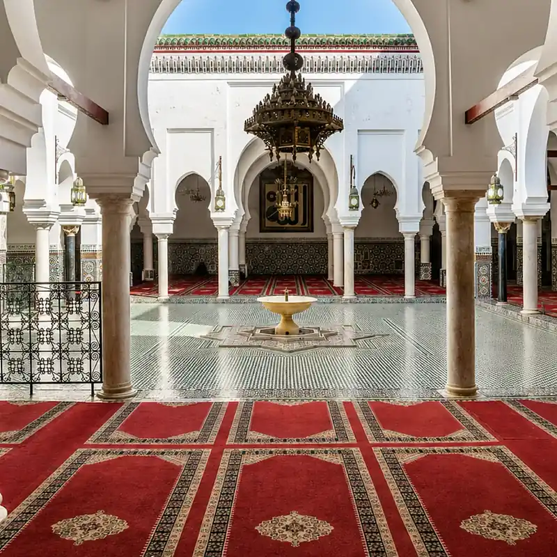 Courtyard of the Zawiya and Mausoleum of Moulay Idriss II in Fez