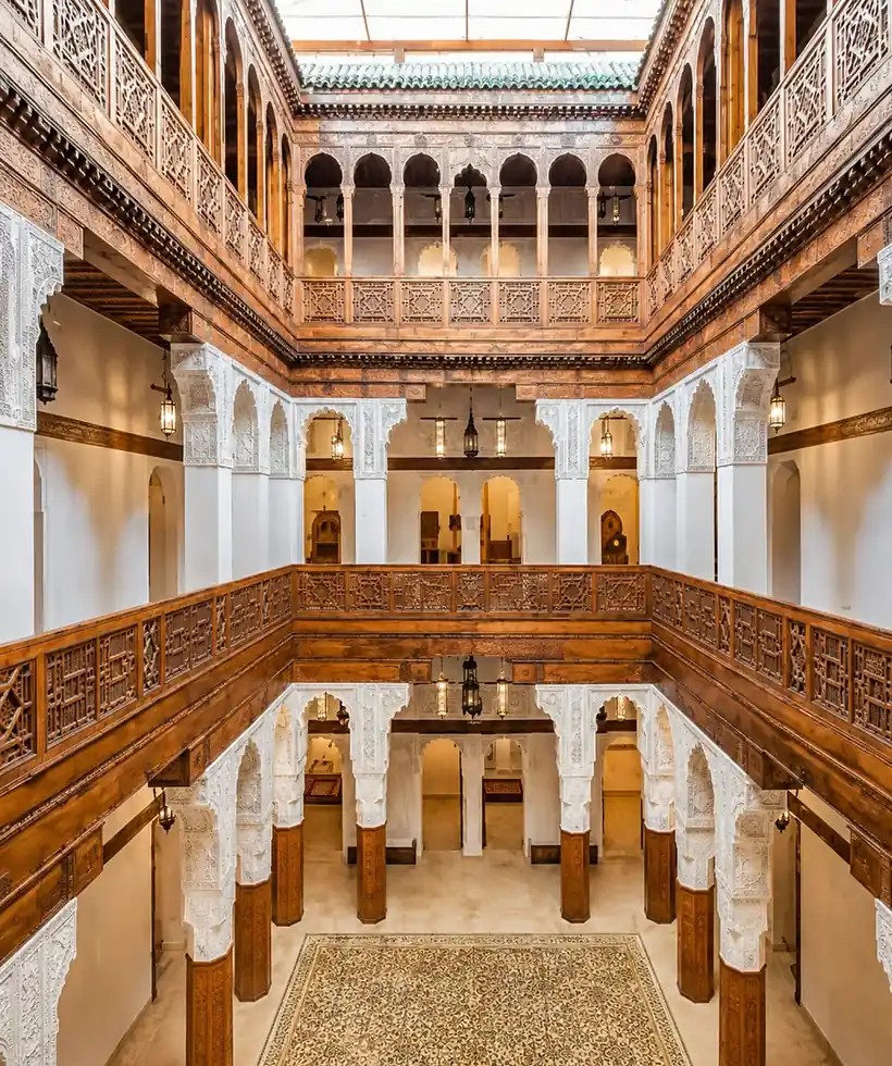Interior courtyard of Fondouk al-Najjariyyin in Fez