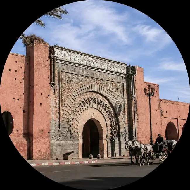 Bab Agnaou at the entrance to the kasbah in Marrakech