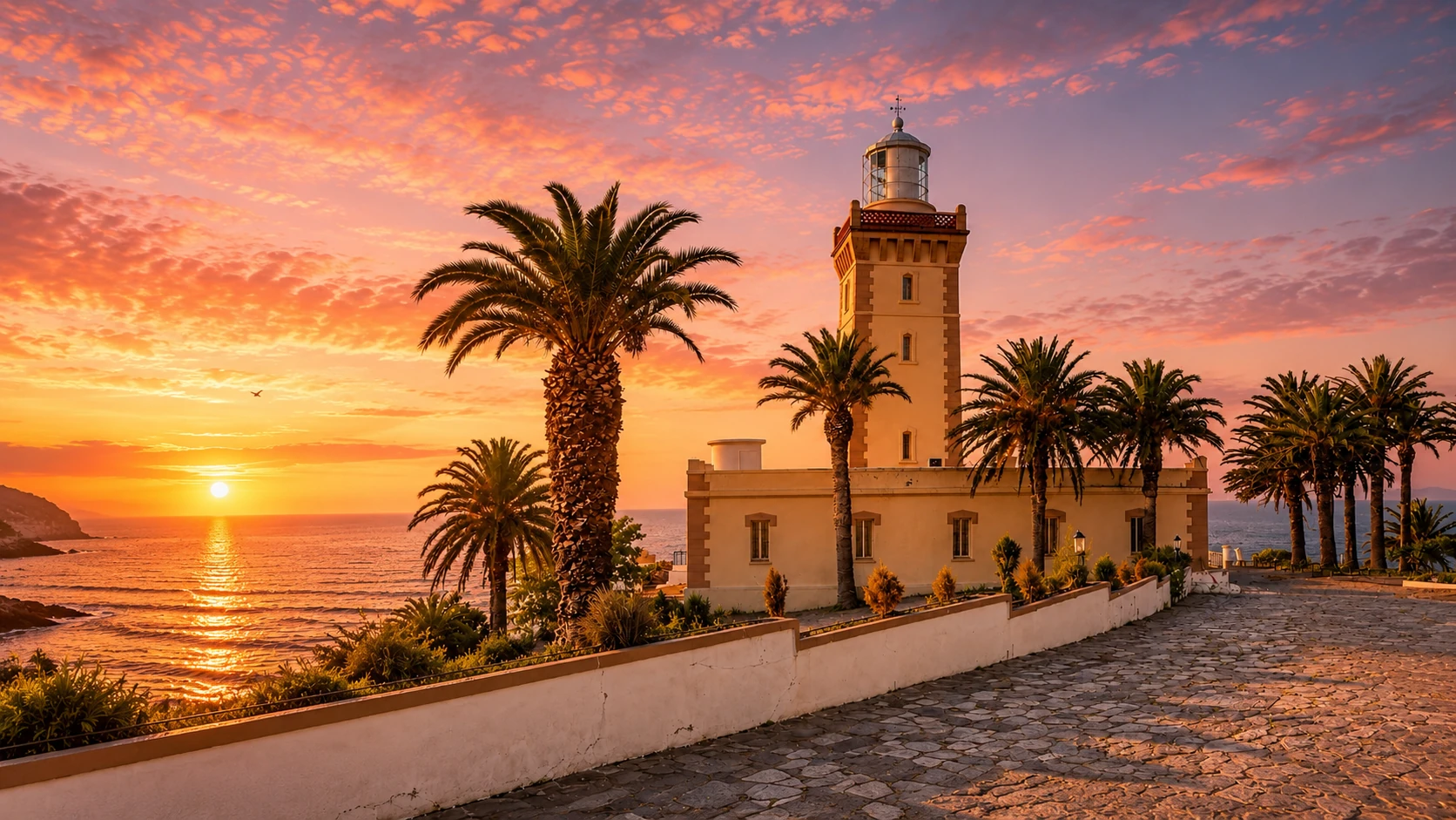 Cap Spartel lighthouse at sunset on Tangier’s Atlantic edge