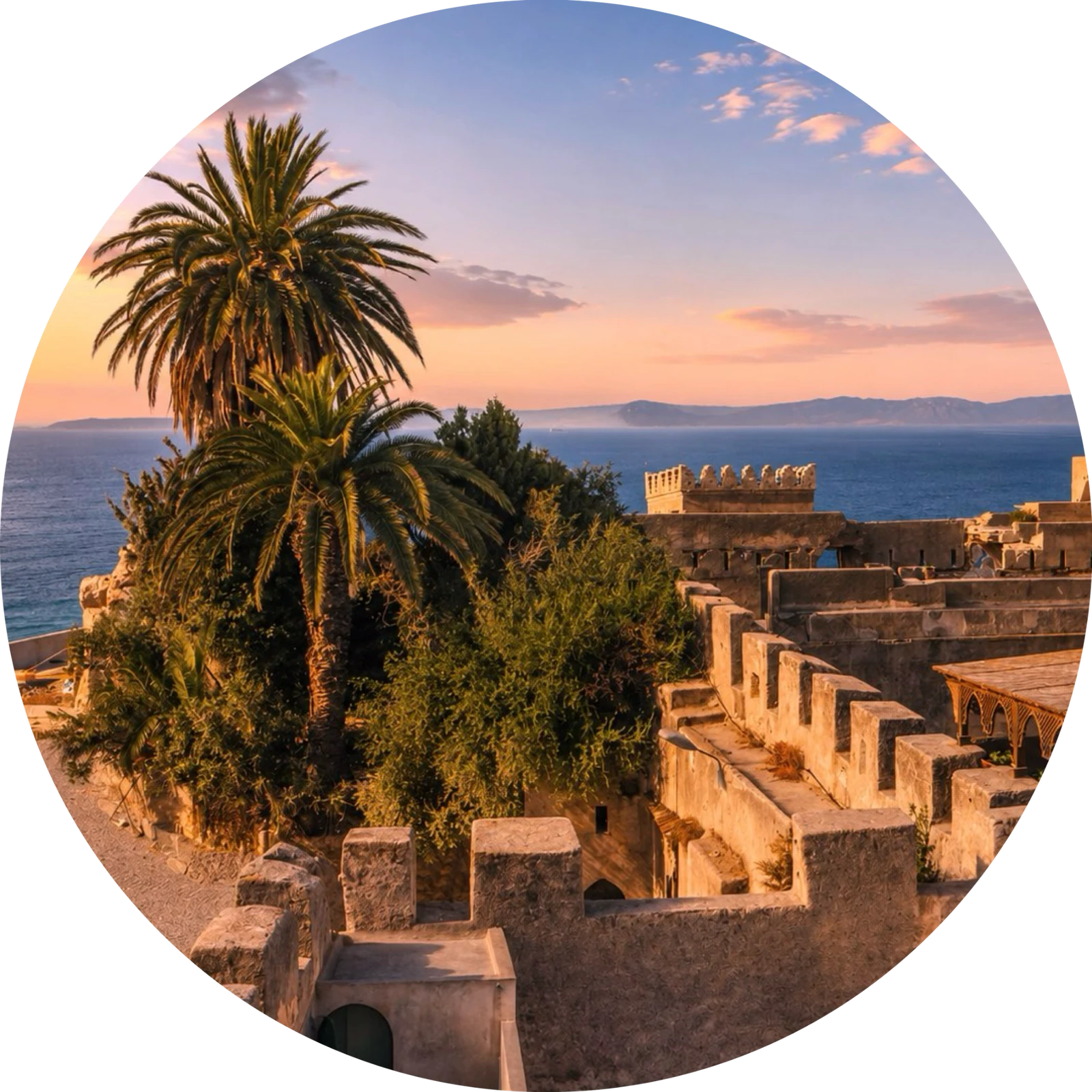 Kasbah ramparts and sea-facing gardens in Tangier