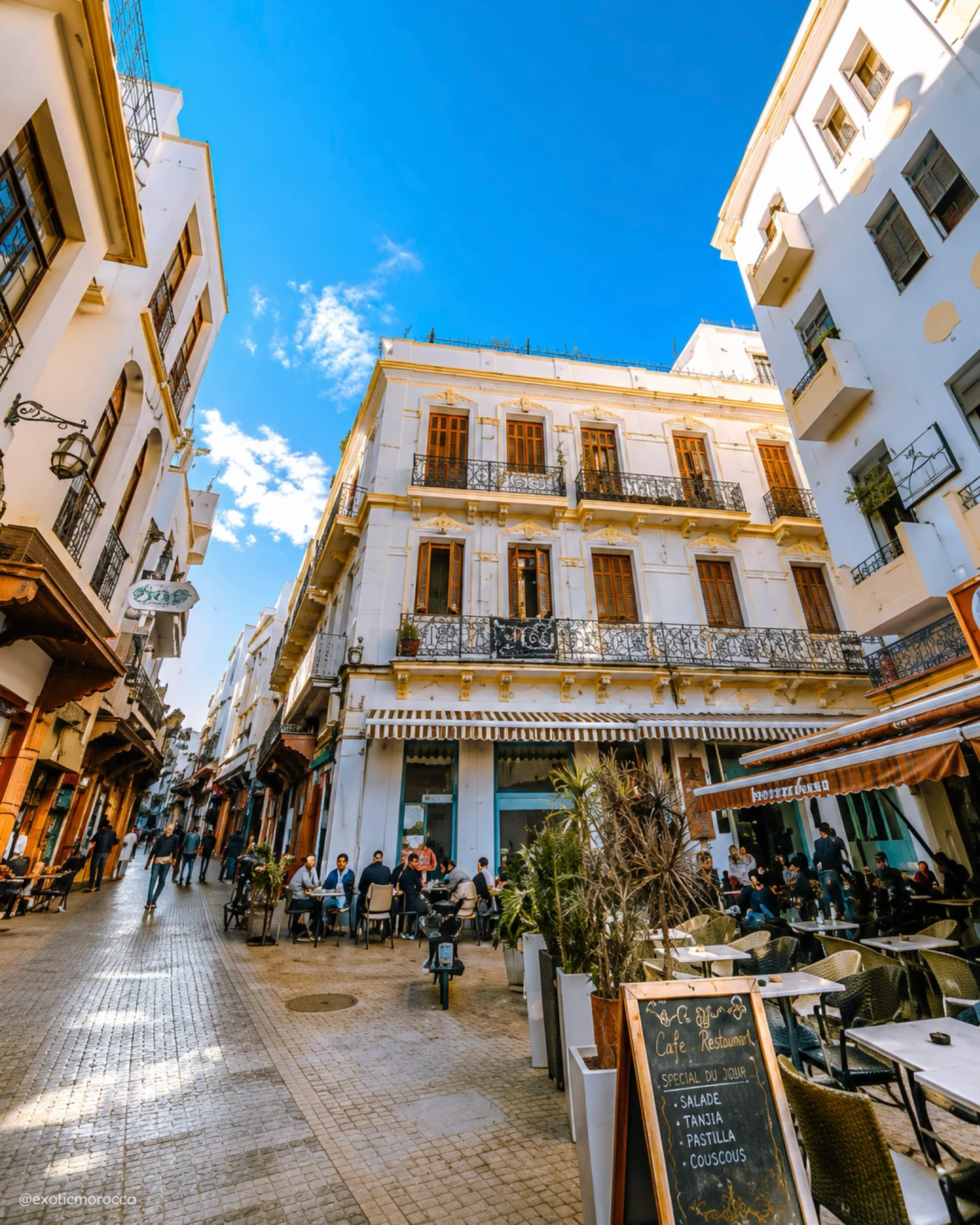 Petit Socco and café life inside Tangier Medina